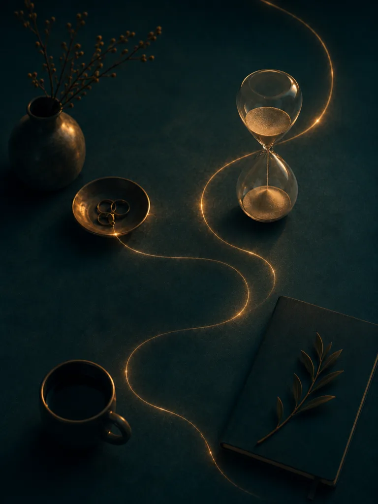Minimal desk with light trails symbolizing AI reclaiming teacher time